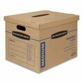 Fellowes MOVING & STORAGE BOXES, MEDIUM, HALF SLOTTED CONTAINER HSC, 18inX15inX14in, BROWN KRAFT/BLUE, 8CT 7717201
